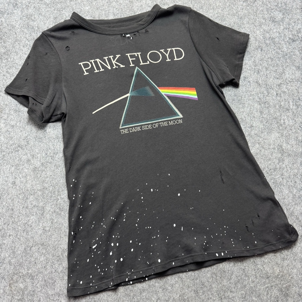 Pink Floyd Shirt Womens Medium Grey Chaser Tunic Distressed Retro Band Tee